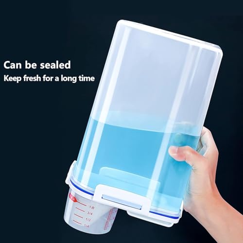 5.5 Lbs Rice Airtight Dry Food Storage Container Set of 4, Rice Storage Bin Cereal Containers Dispenser, Thicken Plastic Clear Food Storage Box with Pouring Spout, Measring Cup for Grain, Flour Snacks | BPA Free, Airtight Lid, with Pouring Spout, Clear, f