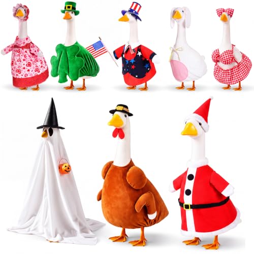 8 Set Funny Style Porch Goose Outfit 23inch, Seasonal Bundle | For Lawn Yard Decor, Seasonal Themes Include Fall Halloween Thanksgiving Christmas Valentines Easter Summer, Dress Hat Set - size: 23Inch, style: Funny Style