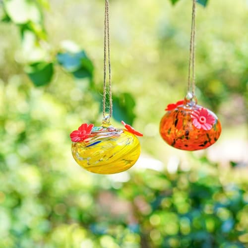 Set of 2 Hummingbird Feeders for Outdoors with 2 Flower Feeding Ports - color: Color-2