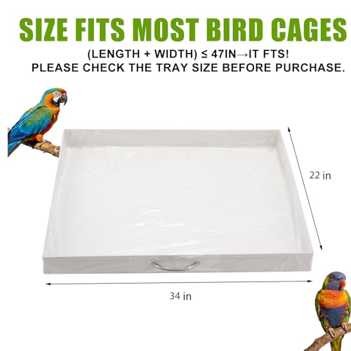 50 Pcs Disposable Bird Cage Liners, 34x22 Inch - Transparent PE Liners for Large Parrot Cages, Fit Amazons, African Greys, Macaws, Easy-to-Clean Tray Accessories