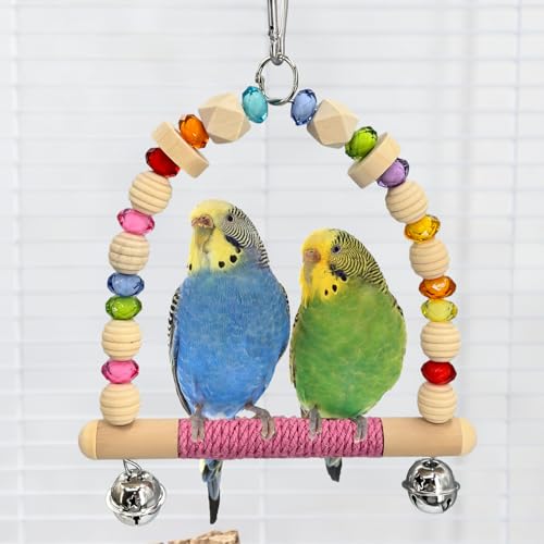 Bird Swings Toys for Parrot Parakeets – Natural Hanging Chew Toy for Conures, Budgerigars, Finches, Lovebirds, Parrots and Small Moderate-Sized Birds