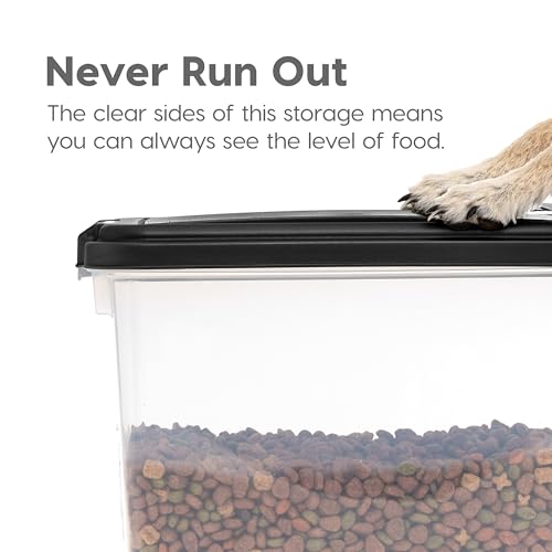 IRIS USA Dog Food Storage Container, Airtight, 30 lb Capacity, Wheels | Airtight seal keeps kibble, bird seed, and pet food fresh while wheels provide easy mobility around the home. - color: Black, size: 30 lbs