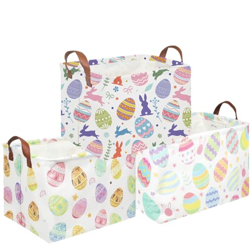 FXOLCSHE Rectangular 3pack Easter basket,Easter basket empty,Kids Toy Storage Basket for baby Bedroom,Toy Gift Organizerm,Kids Storage Bin,Easter gift box(Cute Easter egg) - color: Cute Easter egg