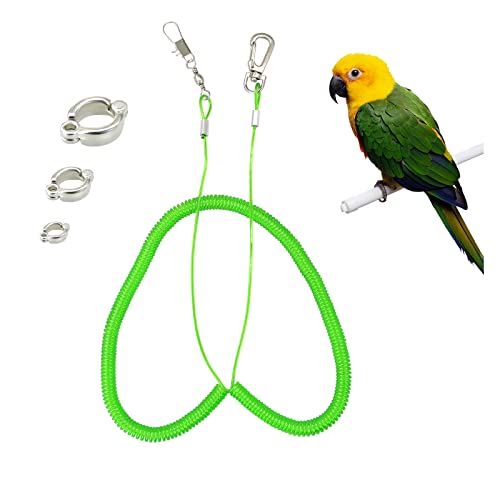 Wishlotus Parrot Flying Rope, 5 Meters Parrot Foot Chain Flying Training Leash Outdoor，Anti-Bite Elastic String Training Harness for Agapornis Fischeri Cockatiels Starling Birds (Green) - color: green