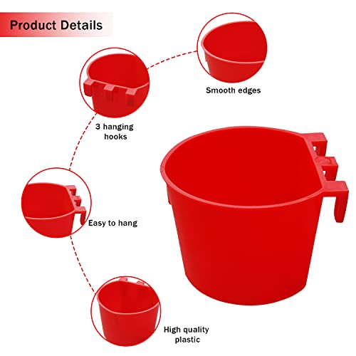 30 Pcs Chicken Coop Feeder Water Cup,8 oz Cage Cups Chicken Feeder Waterer, Cage Cups Birds Hanging Feeders, Chicken Feeder Water Bowl for Parakeet Poultry Pigeon Bunny Wire Cage (Red) - color: Red, size: 8oz