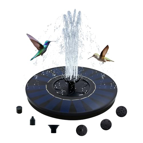 7.1" Solar Bird Bath Fountain Pump with Filter for Bird Baths | 9V/2W Solar Fountain Pump, 5 Spray Nozzles, Removable Filter Box, No Batteries Needed, Easy Outdoor Maintenance - color: Black-7.1" D