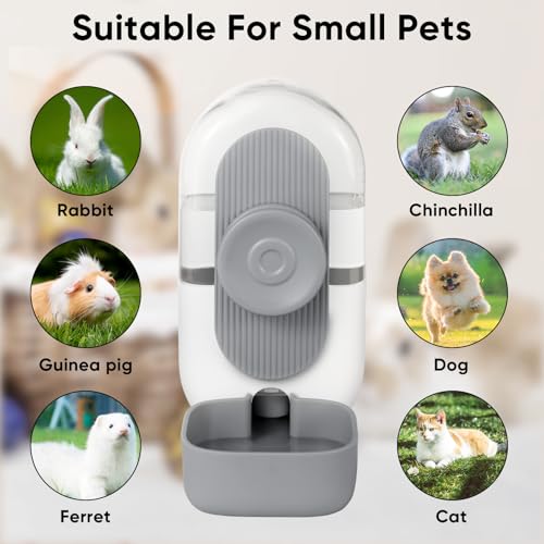 Lemtrflo 28oz Rabbit Water Bottle Dispenser, Bunny Cage Water Bowl | Suitable for Rabbits, Guinea Pigs, Ferrets, and Other Small Pets - color: Gray