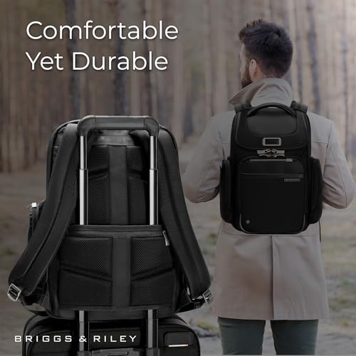 Briggs & Riley Medium Widemouth Backpack for Women & Men - Laptop Backpack, For Work & Travel, Lightweight & Durable, Padded Straps, Fits up to 15" Laptop - @work Collection, Black - color: Black, size: Medium Widemouth Backpack