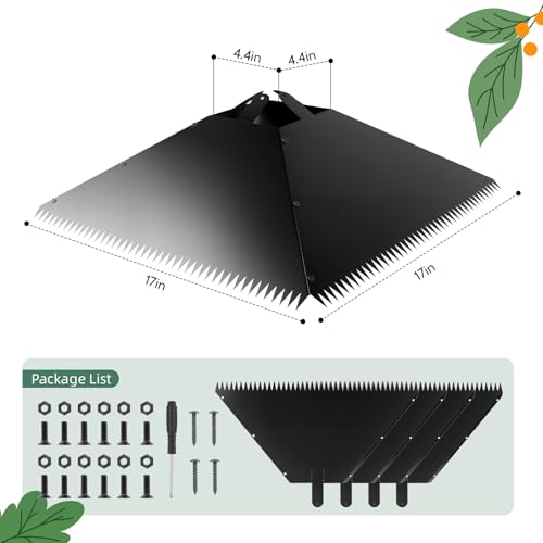 Metal Squirrel Baffle for 4x4 Post, 17 Inch Squirrel Guard for for Bird Feeder Poles, Wooden Pole Mount Squirrel Proof to Keep Squirrels and Raccoons Out of Bird feeders, Black