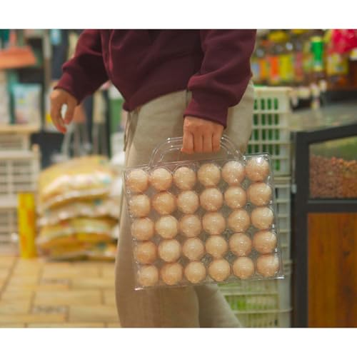 5*6grid Plastic Eggcarton with handle,egg cartons cheap bulk(30pc) | (5*6)30 grid Portable Clear Egg Cartons,Plastic egg carton with handle,,egg cartons cheap bulk,For Family, Farm, Markets. - size: 5x6 30 portable egg boxes, 30 pieces