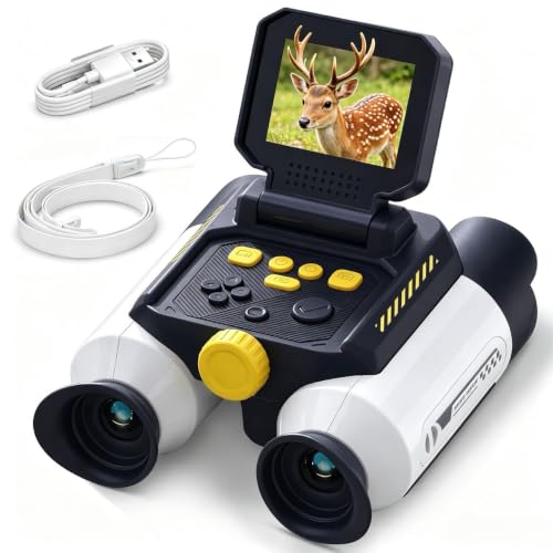 Binoculars for Kids with Night Vision,48MP Photo & 1080P Video | 10X Optical Zoom Digital Binoculars with 2.4" IPS Screen, 20 Built-in Games, STEM Outdoor Toys Gift for Boys Girls Age 4-12 - color: White