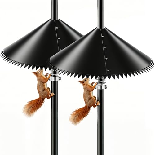 2 Pack Spring Squirrel Baffle for Bird Feeder Pole, 19 Inch | Wrap Around Squirrel Guard, Spiked Edges, Outdoor Bird Feeder Protector, For Shepherd's Hook