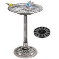 VIVOHOME Bird Bath with Solar Fountain for Outside, Pedestal, Gray | Solar-Powered Pump, Weather-Resistant Polyresin, 20-Inch Bowl, for Outdoor/Garden, Bird-Friendly, Easy to Clean - color: Gray