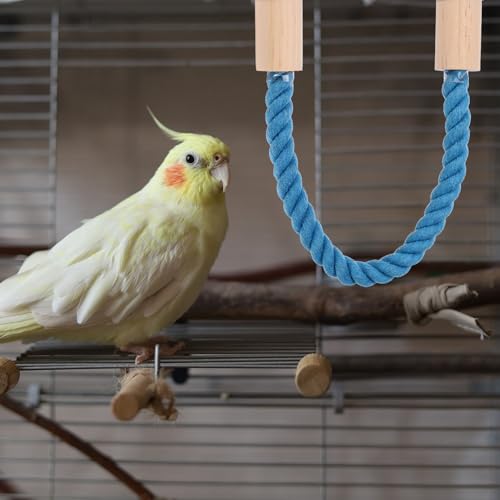 Bird Rope Perch Swing, Stand Rope Perch Standing Pole Accessory Climbing Swing Paw Grinding 15 Inch, (Purple) Intended for Parrot/Parakeet/Budgies/Cockatiels/Lovebirds - color: Purple, size: 15 Inch