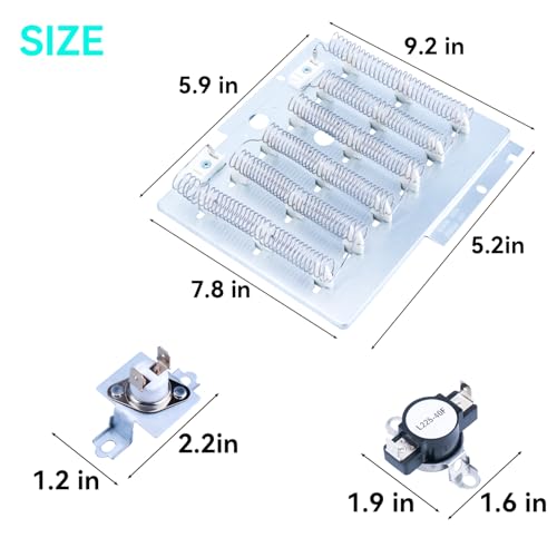 Heating Element Kit 503978 Fits for Amana Maytag Crosley Speed Queen Dryer | Replace 964p3 510329 61928 Heating Element Thermostat Thermal Fuse Models ADE3SRGS173TW01