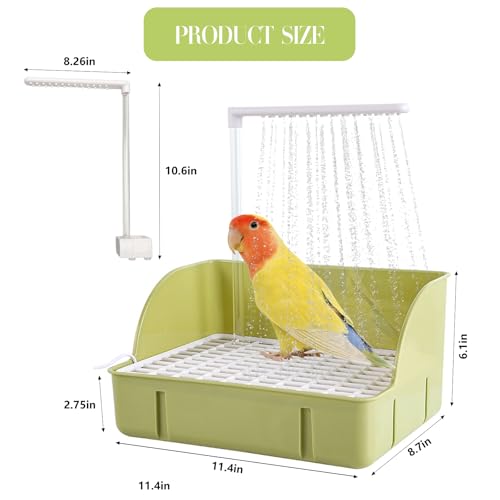Parrot Bathtub Bird Automatic Bath Shower,Large Bird Shower Fountain Indoor Bathtub with Running Water, Contains USB and Pump,for Pet Birds, African Grey, Cockatiel, Conure, Budgie, Lovebird(Green) - color: Green