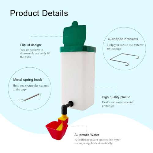 C Automatic Waterer System Chick Drinker Cups 1L Hanging Automatic Fill Poultry Watering Cup Used for Cages (red, 1)