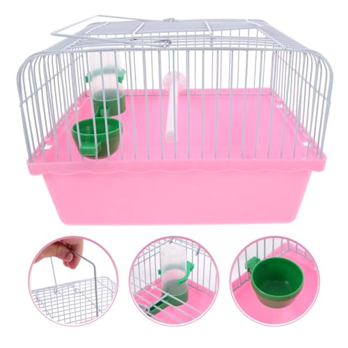 Toddmomy Portable Bird Travel Cage for Small Birds Parrots Lovebirds with Perch Food Box Water Dispenser 9.29X6.57X9.29 Inches - color: Pink