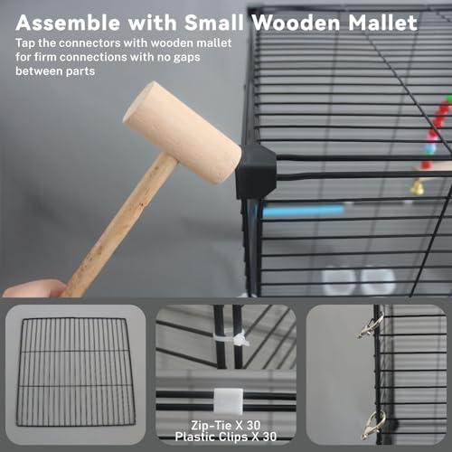 STILLCOVE Medium Flight Bird Cage, with Bowls & Perches & Ladder & Swing | with Removable Tray, Universal Wheels, Birdcage for Parakeet, Parrot, Cockatiel, Conure, Budgie, Canary, Finch, Lovebird - size: 14.2"L x 14.6"W x 39.4"H