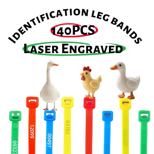 140Pcs Poultry Leg Bands | Laser-Engraved, Colorful, For Chickens, Ducks, and Geese, 0.142 inches wide