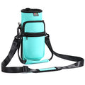 Nuovoware Water Bottle Carrier Bag, 25oz/32oz, Blue-green | Adjustable Shoulder Hand Strap, 2 Pocket, Neoprene Sleeve, For Hiking Travelling Camping - color: Blue-green, size: 25-32 Ounces - Standard