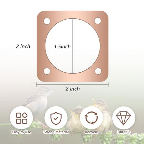 4 Pieces Birdhouse Predator Guard Copper Portal Metal Protector for Eastern Bluebird Houses 1 1/2 Inch Hole Guardian Baffle Mounting for Wren and Snake Defense(Rose Gold)