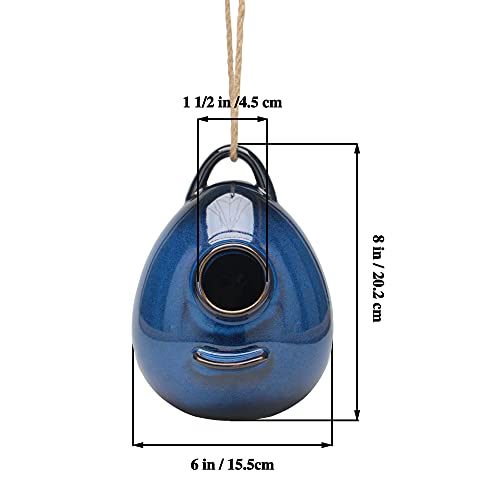 Kimdio Birdhouse Ceramic Hanging Birdhouses Bird Hut Hanging Outdoor Birdhouse for Wild Birds, Finch, Cardinal, and Bluebird - Blue - color: b - Blue