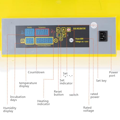 Egg Incubator Automatic Digital Hatcher Machine with Turning Temperature | Control for Hatching Chicken Duck Goose Quail (48 Eggs) - size: 48 Eggs
