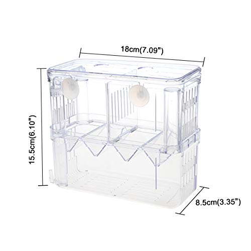 Aquarium Fish Breeder Box Plastic Fish Isolation Breeding Box Hatching Incubator for Baby Shrimp Clownfish Guppy - size: Large