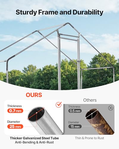 VEVOR Large Metal Chicken Coop,9.8 x 3.3 x 6.6 ft, Walk-in Chicken Run House with Waterproof Cover & Sturdy Frame, Spire Roof Poultry Cage Duck Pen for Rabbit Hen Goose Outdoor Backyard Farm Use - size: 118.1"L x 39.4"W x 78.7"H