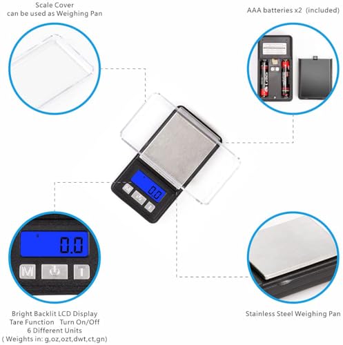 Fuzion Ultra Mini Scale, 1000g x 0.1g Digital Pocket Scale, Grams and Oz 6 Units, Gram Scale with LCD Display, Tare, Battery Included