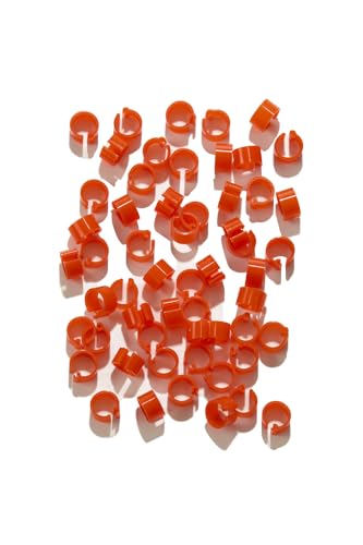 Little Giant® 8mm Plastic Pigeon Leg Rings - 100 Pack Clip-On Bird Bands for Identification - Easy to Attach Markers for Adult & Juvenile Pigeons - High Visibility (100 Pack, Red)