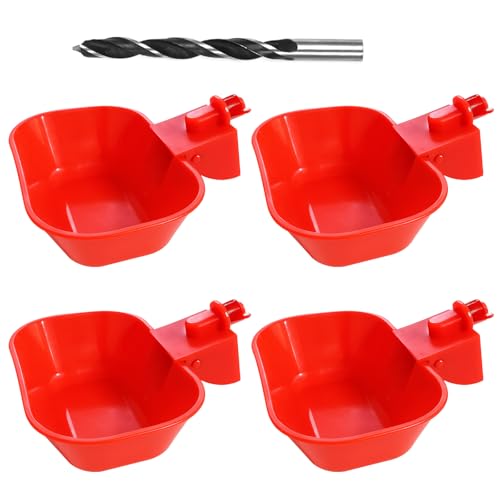 XL Chicken Waterer Cups, 4-Pack Automatic Chicken Water Cups | Poultry Watering Cups, Duck Waterer, Chicken Coop Accessories, Large-Capacity Design, for Chickens, Ducks, Geese & Turkeys