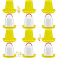 Funnymoom 12 Pack 1.5L Baby Chicken Feeder and Waterer Set Top Bird Small Poultry Feeding for Pigeon Chick Drinker Duckling Quail Feeding Dispenser (Yellow)