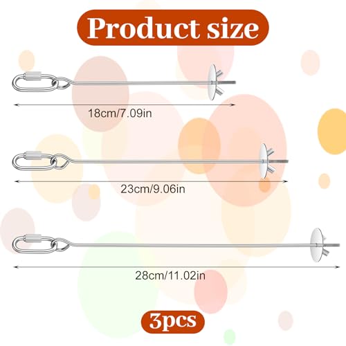 3PCS Bird Cage Food Holder with Hook, Stainless Steel Bird Feeder for Cage, Parrot Fruit Skewers, Birds Foraging Toys for Macaw Parakeet Parrot Budgie (3 Sizes)