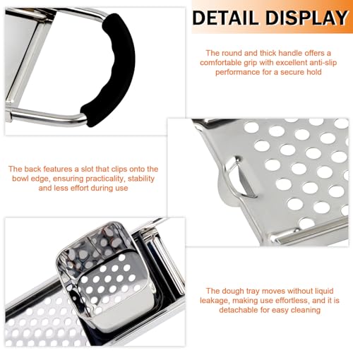 Premium Grade Stainless Steel Spaetzle Maker with Comfort Grip Handle, Stainless Steel Spider Strainer Skimmer Spoon with Cleaning Brush, Homemade German Egg Noodle Dumpling Making Tool Set