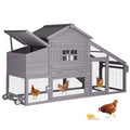 GUTINNEEN Chicken Coop Mobile Chicken House On Wheel Outdoor Rabbit Hutch for 2-4 Chickens 67" - color: Light gray