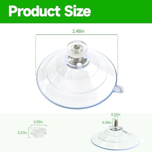 WENMIXER Suction Cups for Window Bird Feeders, 2.48"/63mm Clear PVC Strong Suction Pads with Screw Nut, Removable & Reusable Suction Cups for Wall, Window Hanging (2 Pcs)