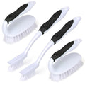Scrub Brush Set, 4 Pack Deep Cleaning Brush Kit, Black | 2 Scrub Brush, 2 Tile & Grout Brush with Built-in Scraper, Household Commercial Scrubber for Floor, Shower, Pool Wall, Tub - color: Black