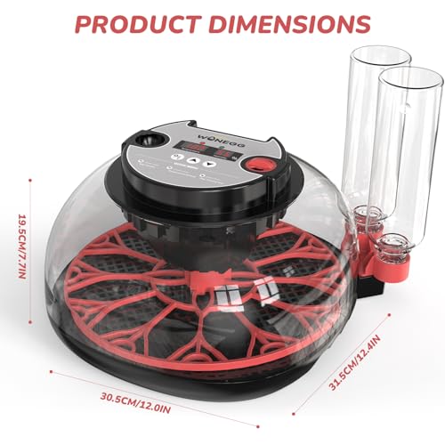 12 Egg Incubator for Hatching Chicken/Quail/Duck Eggs, Auto Turning, Digital Humidity/Temp Control, LED Candler, Auto Water Refill, 360° View (Smart Sensor) - color: Onyx Crimson
