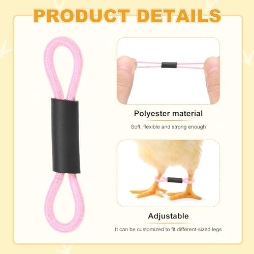 M METERXITY 100-Pack Adjustable Chick Leg Bands, 1.38" x 0.2" Polyester Chicken Leg Brace for Chicks/Ducks/Birds [Light Pink] Poultry Leg Bands - color: Light Pink