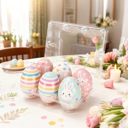 24 Packs Egg Cartons 2x3 Plastic Egg Carton Cheap Bulk Reusable Egg Carton | Egg Tray for 6 Eggs, Plastic Clear Egg Carton - size: Holds 6 eggs-24Pack