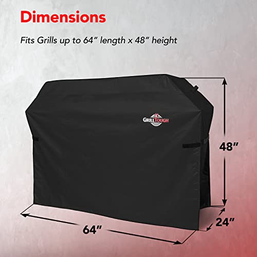 Heavy Duty BBQ Grill Cover for Outdoor Grill, 64 Inch Black | Waterproof, Weather Resistant, UV & Fade Resistant, Heavy Duty Protection, Adjustable Straps, Outdoor Grill Cover, Secure Fit - color: Black, size: 64''L x 24''W x 48''H