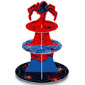 3 Tier Spider Cupcake Stand Spider Birthday Party Decorations Cupcake Tower Hero Theme Cake Holder Hero Dessert Holder Table Display for Birthday Baby Shower Party Supplies - style: Spider web