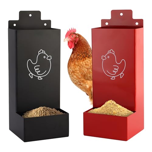 Automatic Chicken Grit Feeder,2 Pack Metal Hanging Chicken and Poultry Feeder,No-Waste Design,Easy to Install and Clean,Ideal for 5-6 Chickens