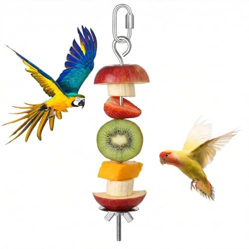 Stainless Steel Bird Cage Food Holder Parrot Fruit Stick Parrot Fruit Vegetable Skewers, Millet Holder for Bird Cage for Parrots Budgie Cockatiel