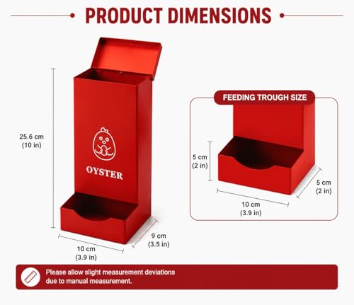 Chicken Feeder 2 Pack, Hanging Gravity Feeding Kit for Oyster Shell & Grit, Sturdy Metal Poultry Dispenser with Protective Cover, Weatherproof Food Holder for Chicken Coop, Ducks and Pigeons