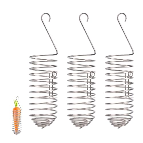 Bird Treats Holder, Stainless Steel Parrot Food Holder Hanging Basket Cage Accessories Bird Foraging Chew Toy Corn Cob Fruit Vegetable Millet Feeder for Macaw Cockatoo Parakeet Canary