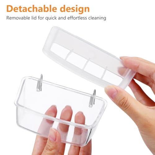 Veemoon 2pcs Splash Hanging Plastic Bird Cage Feeder, No Mess Bird Cage Feeding Bowl 4 Slot Small Parrot Food Cup Parakeet Water Dispenser Resuable Container for Pet Cockatiels, Finches, 4.5 × 2.3"