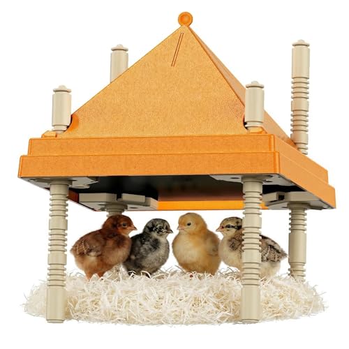 Chick Brooder Heating Plate with Anti-Roosting Cone Cover, 12" x 12" Large Brooder Heater for Chicks, Adjustable Height & Angle, Safe & Energy Efficient Radiant Heat, Keeps Top Clean & Chicks Huddled - size: 10.0"L x 12.0"W x 12.0"H